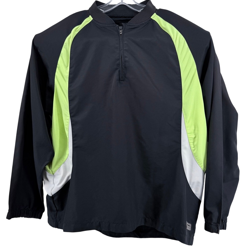 Boombah Sweep Windshirt Mens Large Black Neon Green Quarter Zip Pullover Sporty